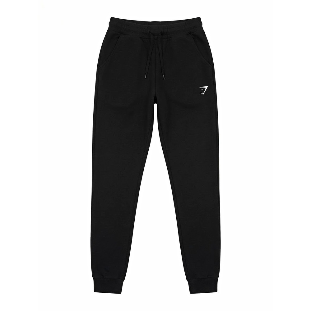 Gymshark Men's Black Jogger Pants S Drawstring Pockets Tapered Logo Solid